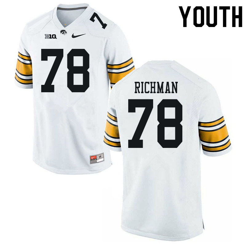 Youth #78 Mason Richman Iowa Hawkeyes College Football Jerseys Sale-White - Click Image to Close